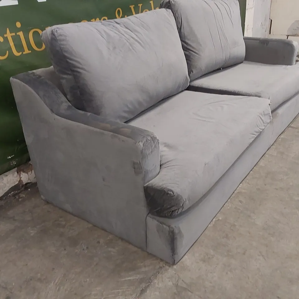 QUALITY DESIGNER 4 SEATER GREY VELVET SOFA