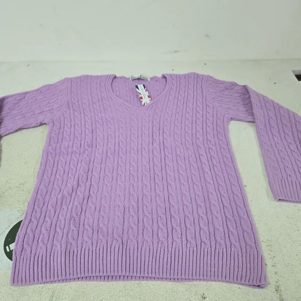 PURE & NATURAL PURPLE CABLE KNIT JUMPER – WOMEN'S, SIZE S/M