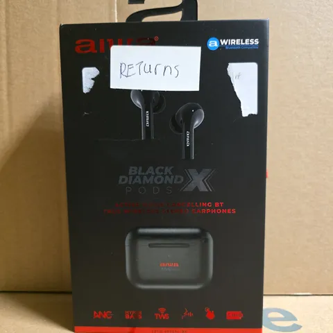 AIWA BLACK DIAMOND X PODS TRUE WIRELESS EARPHONES WITH CHARGING CASE