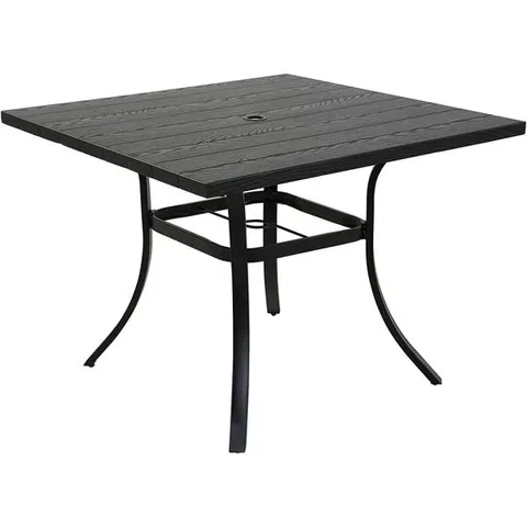 BOXED SQUARE METAL OUTDOOR DINING TABLE WITH UMBRELLA HOLE , 93.5CM CM W 93.5CM CM D