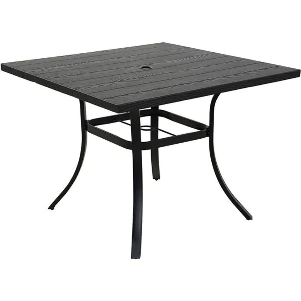 BOXED SQUARE METAL OUTDOOR DINING TABLE WITH UMBRELLA HOLE , 93.5CM CM W 93.5CM CM D