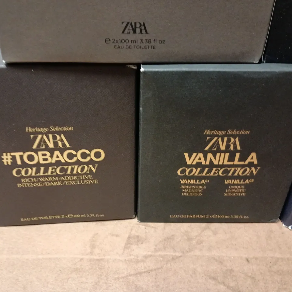 LOT OF 7 ASSORTED ZARA EAU DE PARFUMES TO INCLUDE NIGHT PUR AND VAINILLA & TOBACCO COLLECTIONS