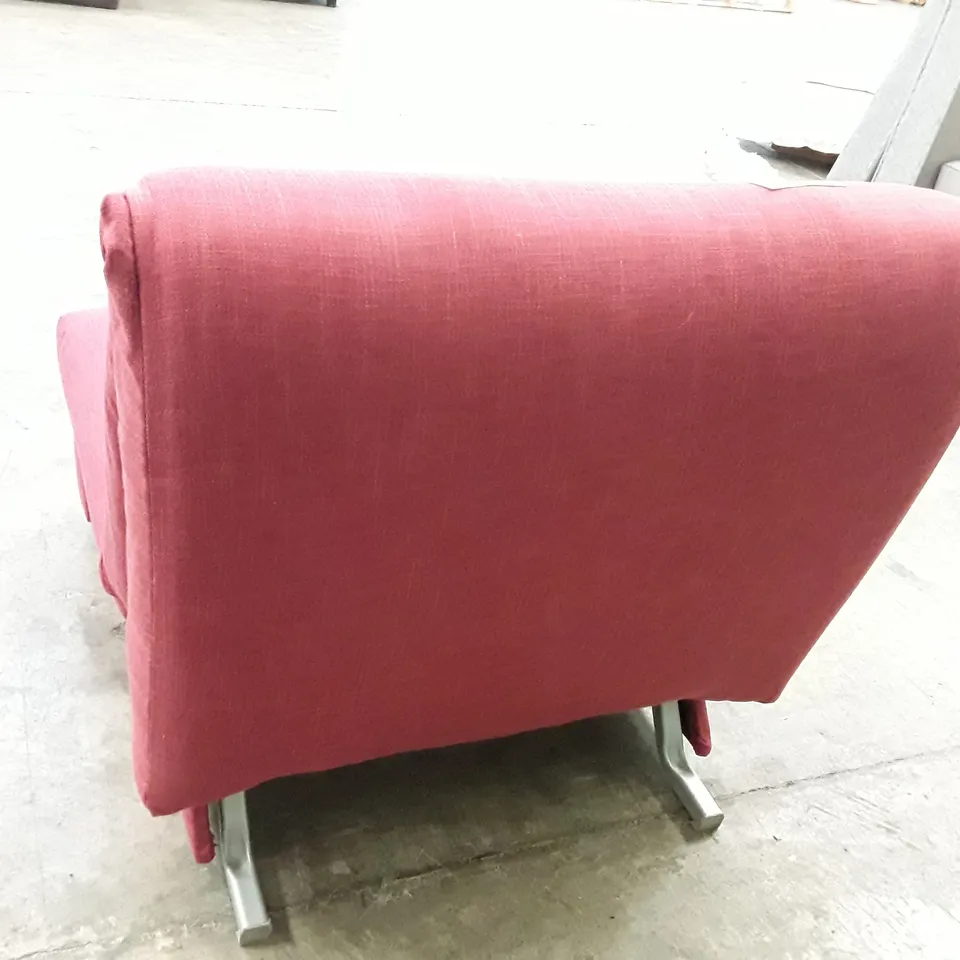 QUALITY DESIGNER APPLEY 1 SEATER SOFA BED - CRANBERRY FABRIC