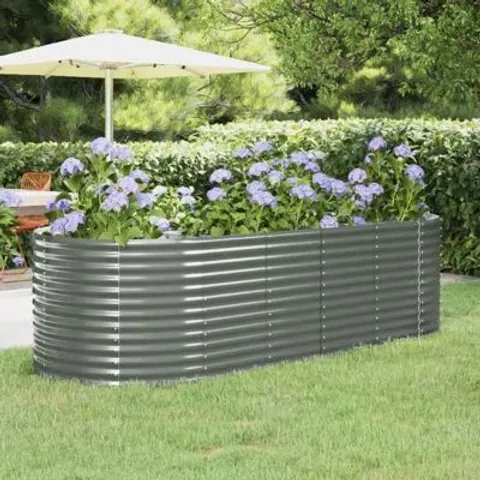 BOXED GARDEN RAISED BED POWDER-COATED STEEL - GREY (1 BOX)