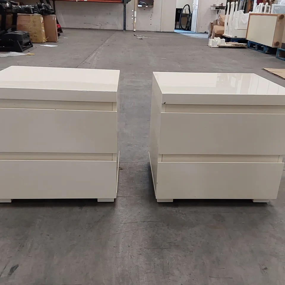 BRAND NEW 2-DRAWER BED SIDE TABLE - SET OF 2, CREAM (2 ITEMS)