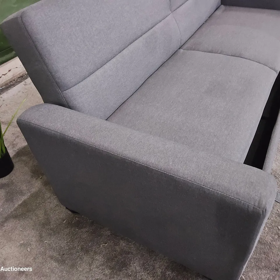 DESIGNER BED SETTEE WITH OTTOMAN STORAGE GREY FABRIC 