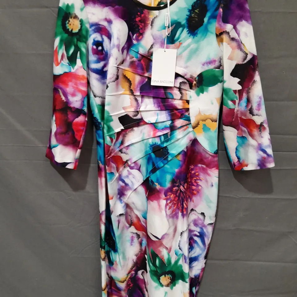 GINA BACCONI FLORAL DRESS IN MULTI - 12