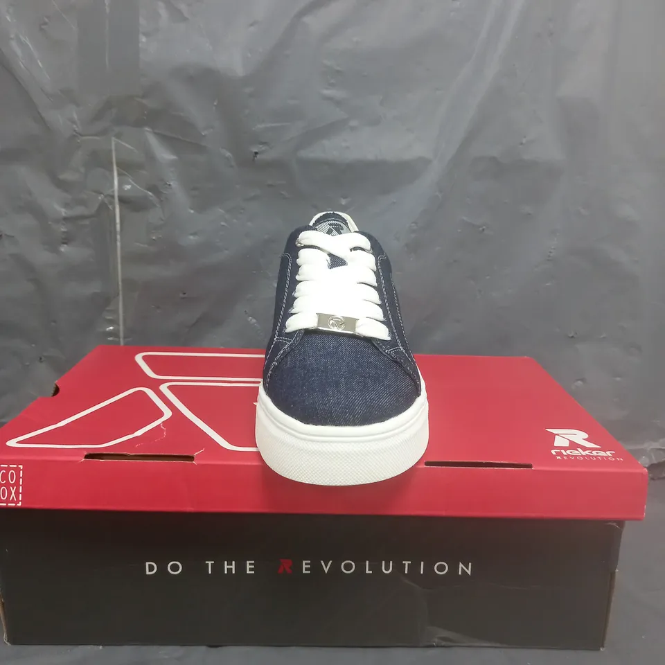 RIEKER CHUNKY PLATFORM TRAINERS DENIM BLUE SIZE 4 