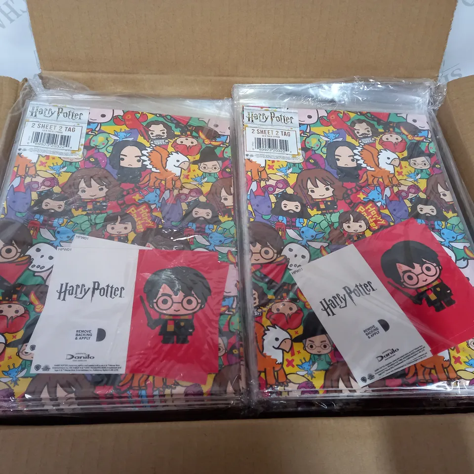 LOT OF LARGE QUANTITY OF HARRY POTTER GIFTWRAP AND TAGS