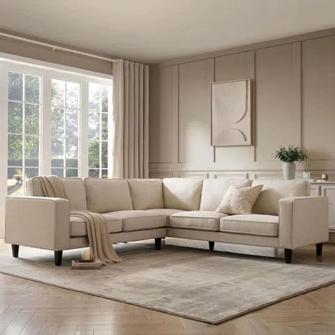 BOXED DUSK SOHO LEFT HAND CORNER SOFA - BEIGE (2 BOXES)