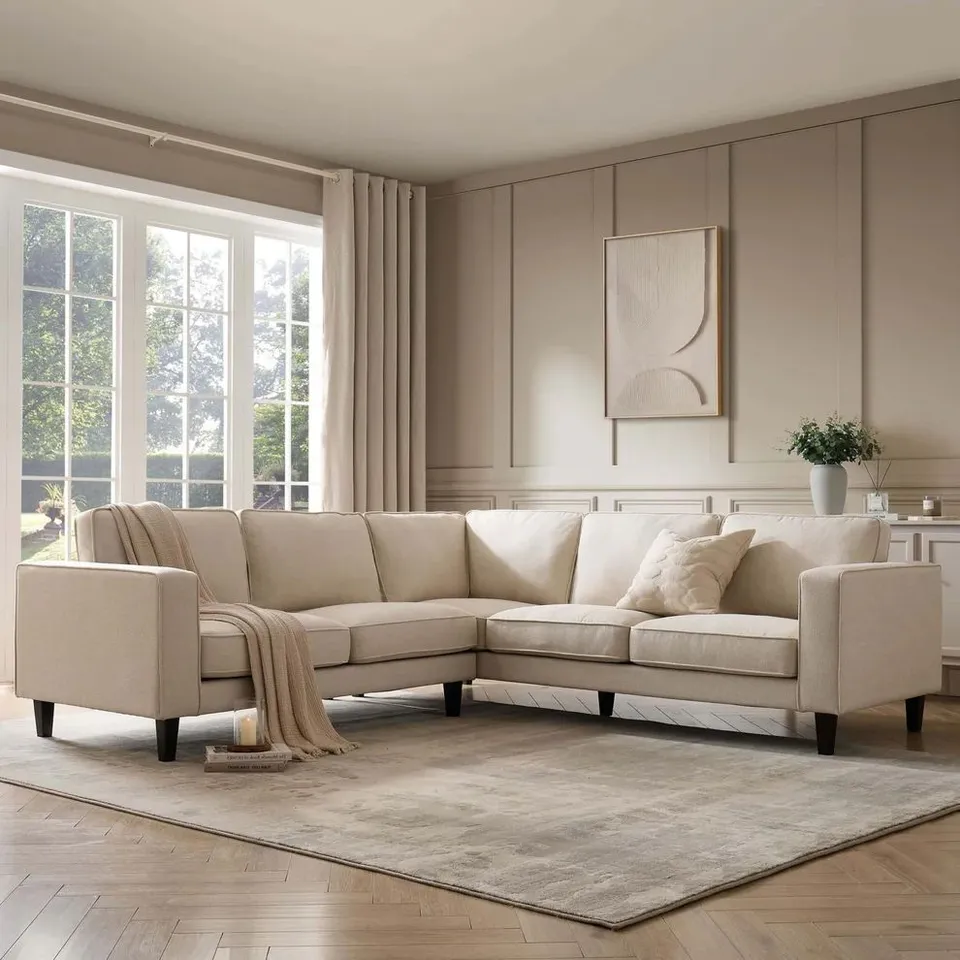 BOXED DUSK SOHO LEFT HAND CORNER SOFA - BEIGE (2 BOXES)