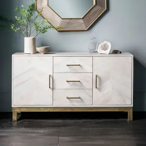 BOXED CHEVRON SIDEBOARD WHITEWASH 