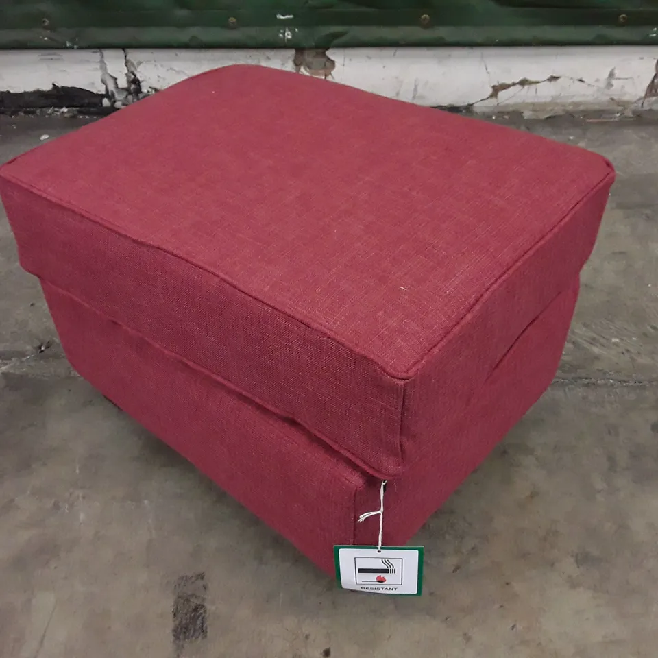 QUALITY DESIGNER ALDERBURY FOOTSTOOL - CRANBERRY FABRIC