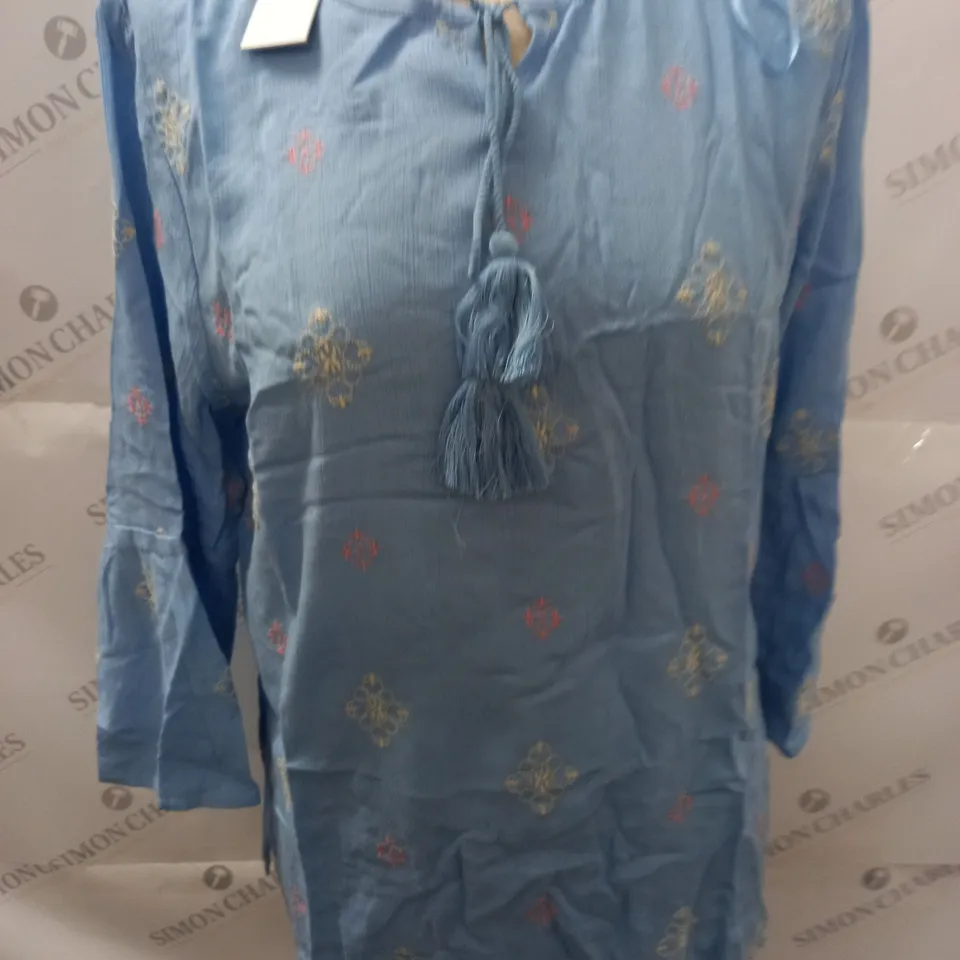 MAISON DE NIMES EMBROIDERED BLOUSE IN BLUE - M