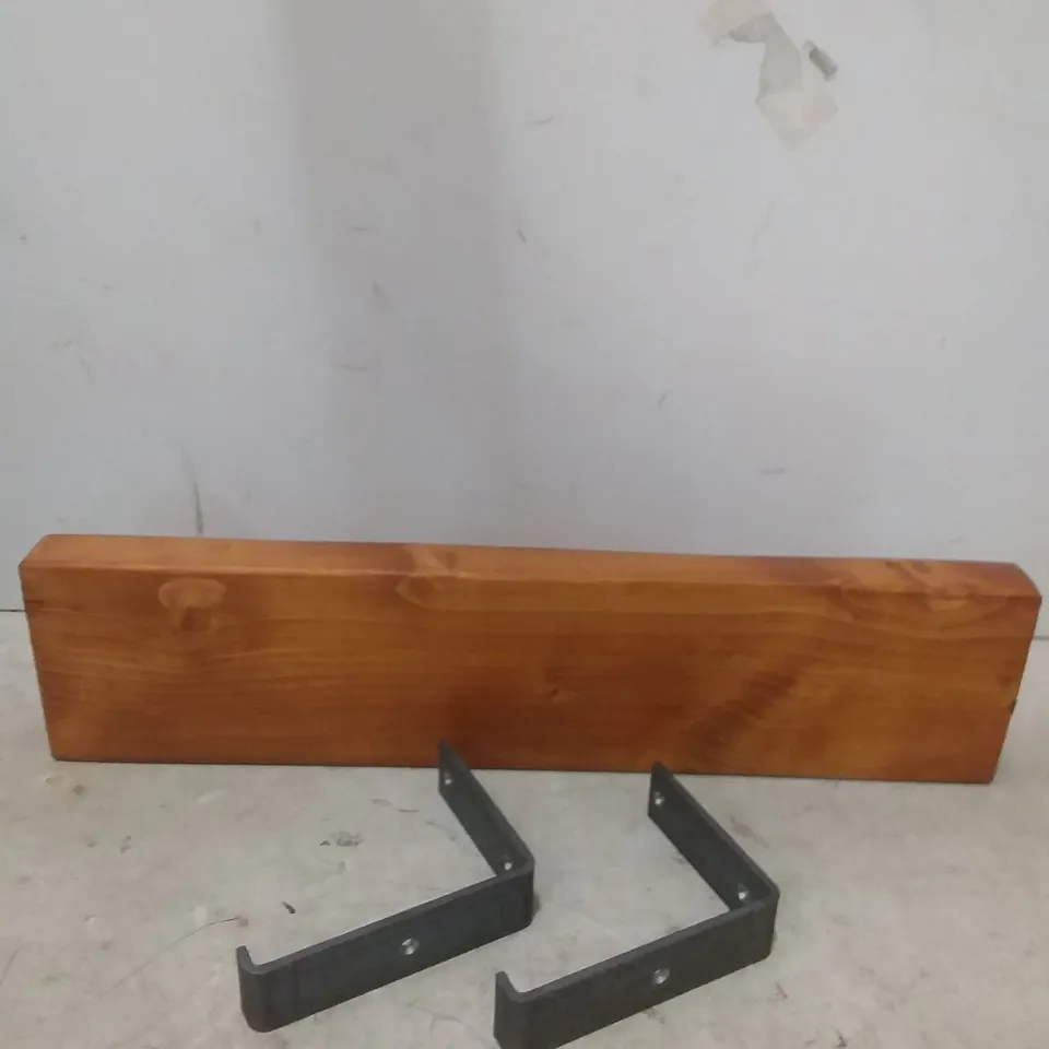HANDMADE WOODEN SHELF WITH STEEL BRACKETS 