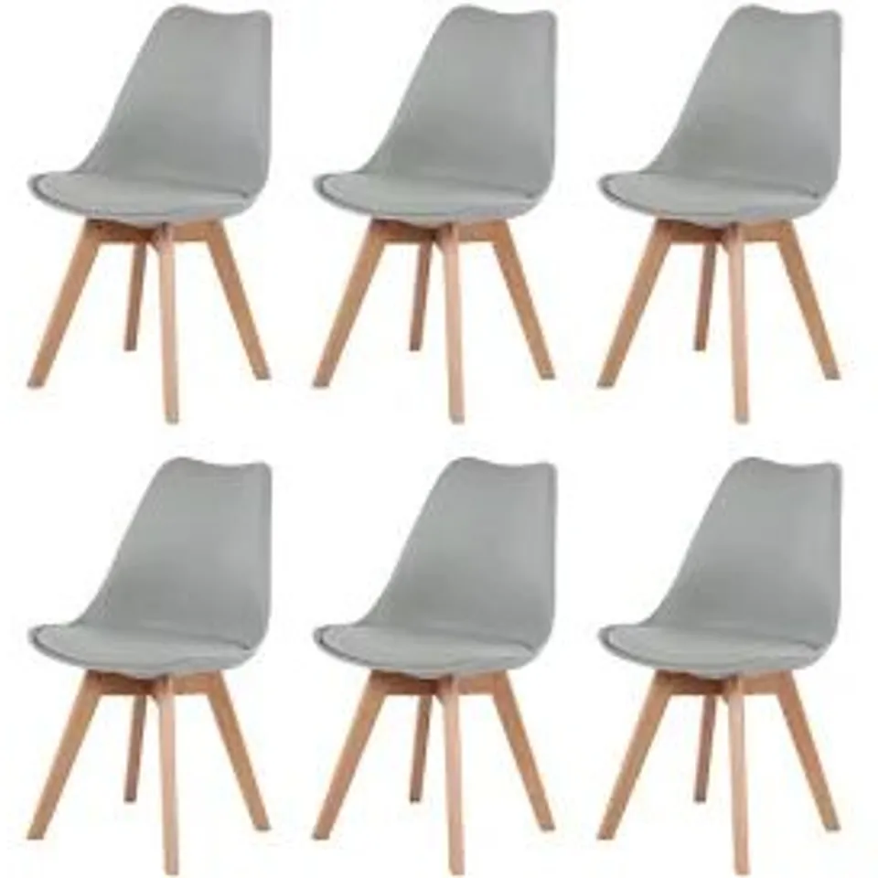 BOXED SET OF 6 NERO DINING CHAIRS - GREY (1 BOX)