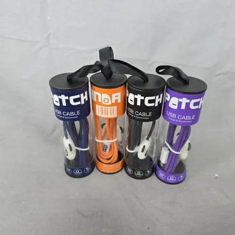 APPROXIMATELY 20 ASSORTED PATCH USB LIGHTNING CONNECTORS CABLES TO INCLUDE ORANGE, PURPLE, NAVY & BLACK VARIATIONS