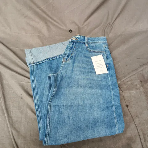 NOBODY'S CHILD WIDE LEG JEANS TURN UP – BLUE DENIM - UK 8 