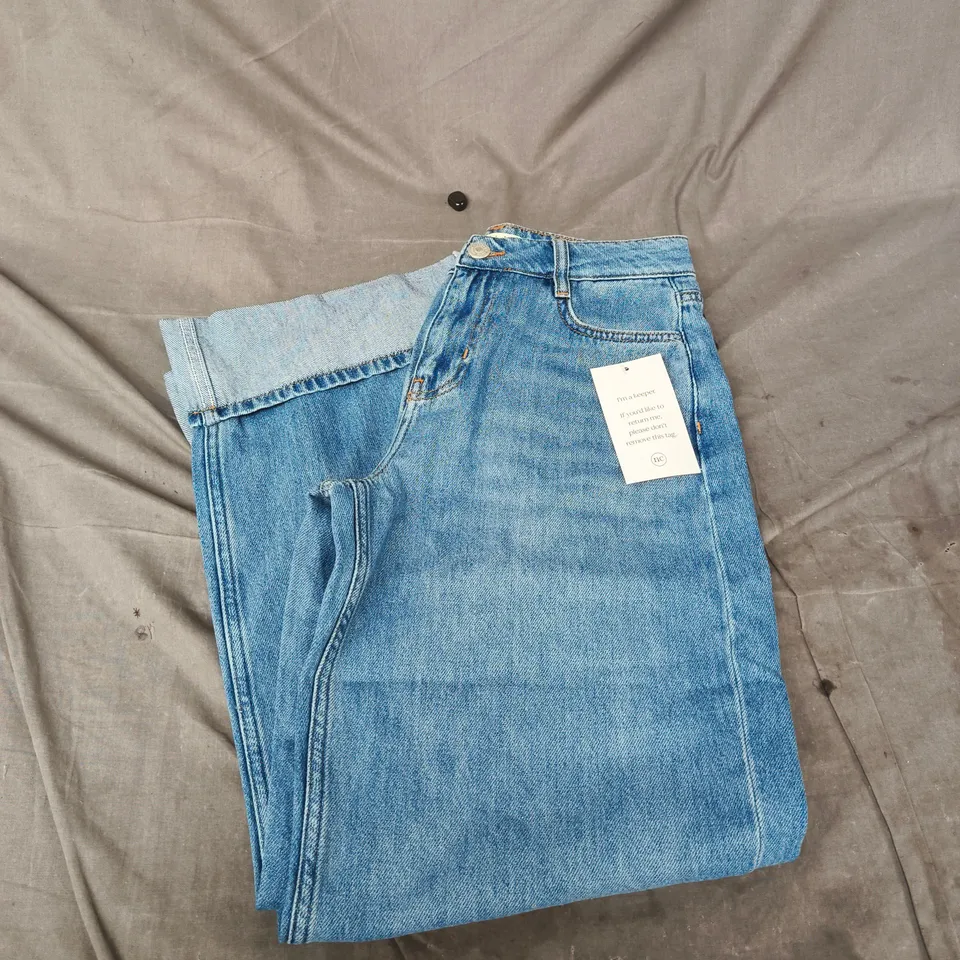 NOBODY'S CHILD WIDE LEG JEANS TURN UP – BLUE DENIM - UK 8 