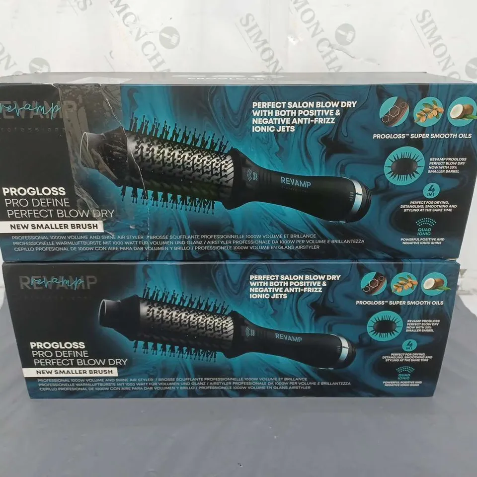 LOT OF 2 REVAMP PROGLOSS PRO DEFINE PERFECT BLOW DRY BRUSH