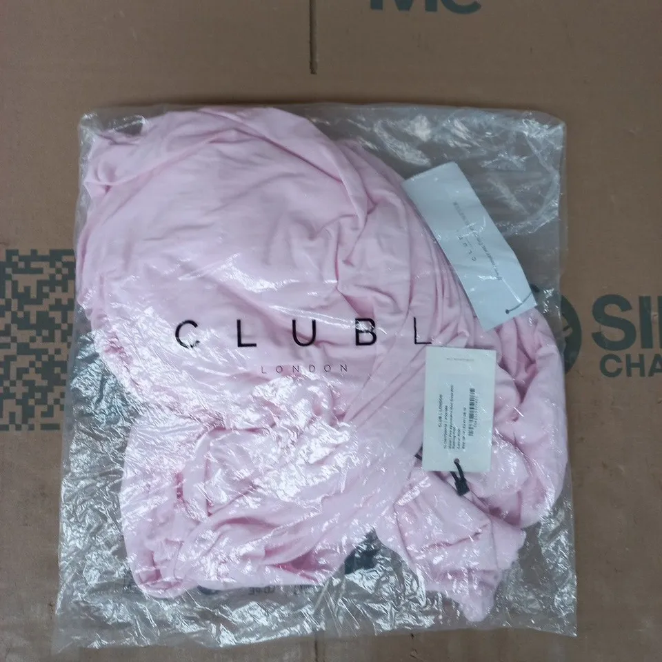 BAGGED CLUBL PINK ASYMMETRIC MAXI DRESS WITH RUCHING SIZE UK 14