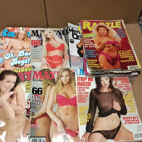 LOT OF 15 ASSORTED ADULT MAGAZINES TO INCLUDE MAYFAIR, RAZZLER AND CLUB ASIAN