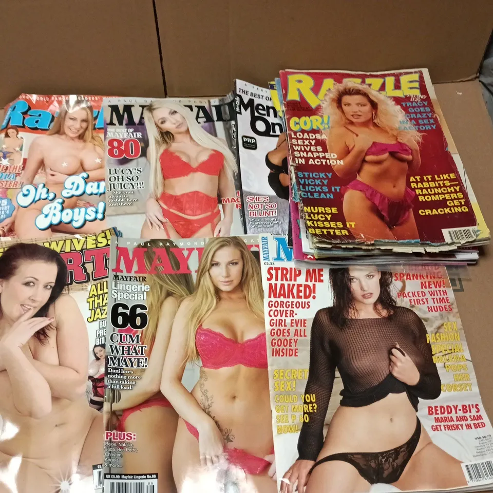 LOT OF 15 ASSORTED ADULT MAGAZINES TO INCLUDE MAYFAIR, RAZZLER AND CLUB ASIAN