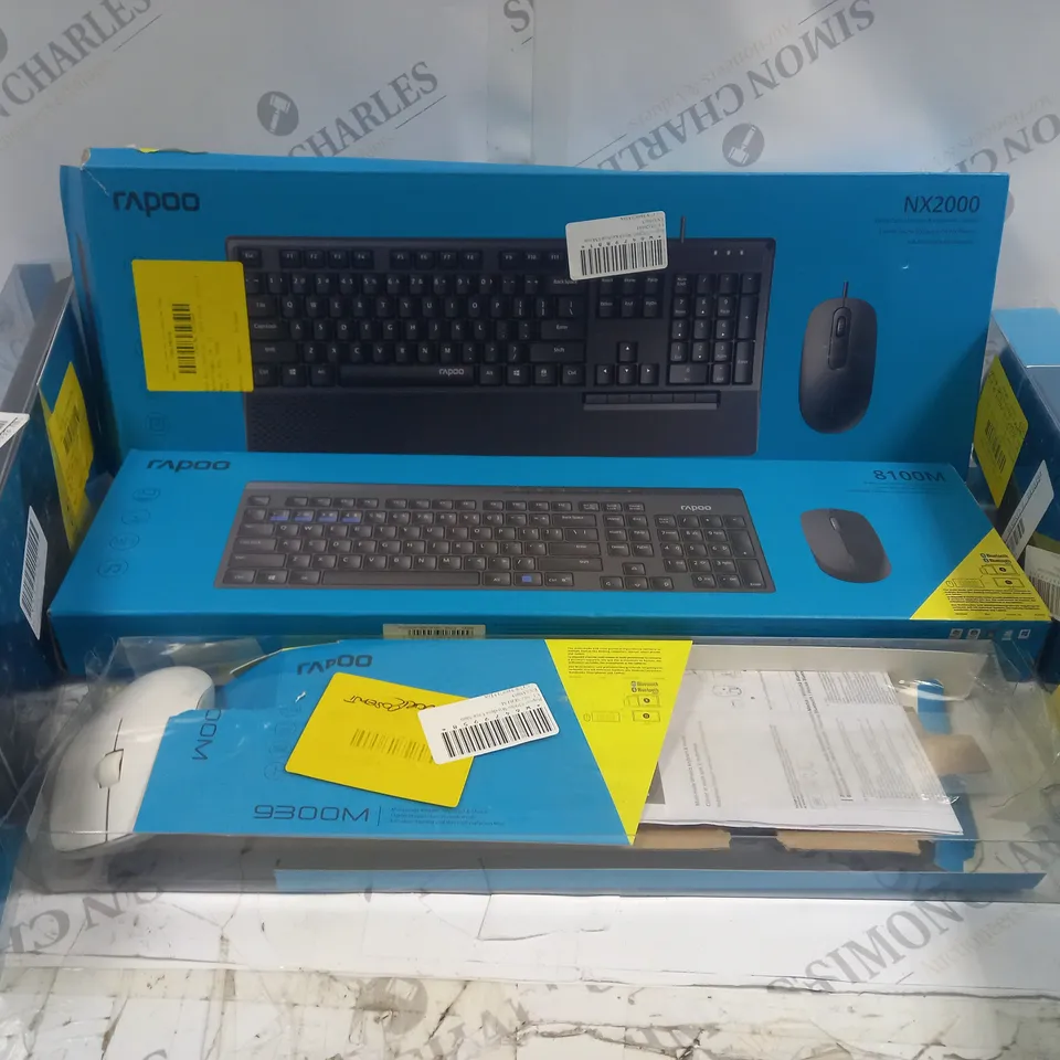 5 BOXED RAPOO KEYBOARD AND MOUSE COMBOS TO INCLUDE NX2000, 9300M, 8100M, ETC