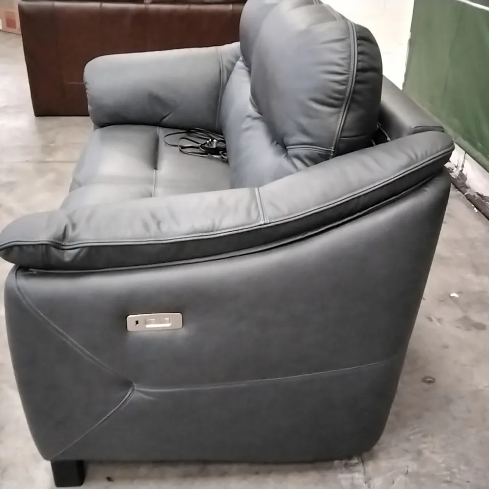 QUALITY BRITISH DESIGNER G PLAN MANUFACTURED JACKSON 2 SEATER ELECTRIC RECLINER DBL SOFA - CAMBRIDGE PETROL BLUE LEATHER 