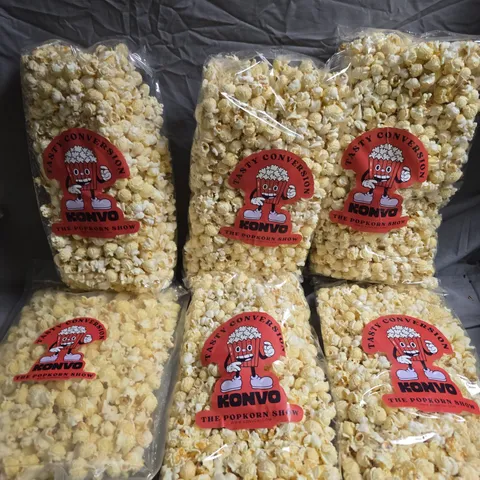 APPROXIMATELY 12 PACKS OF KONVO TASTY CONVERSION SALTED POPCORN 