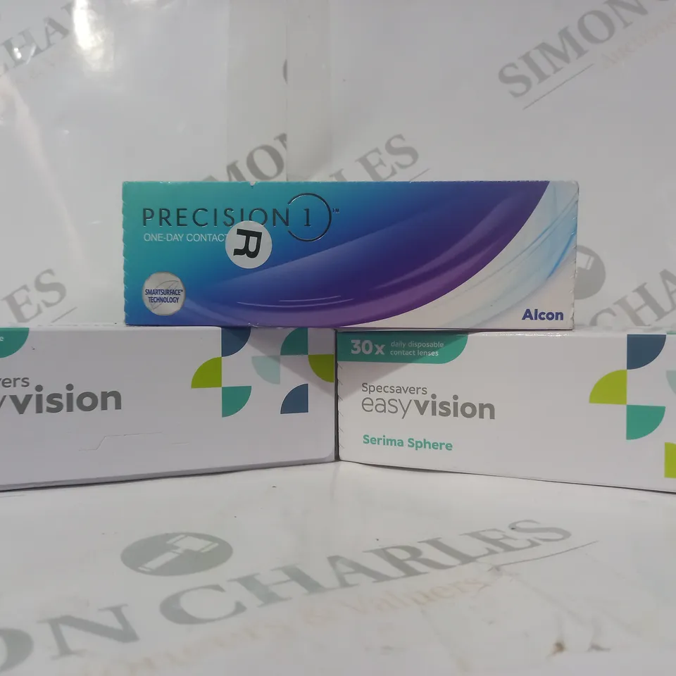APPROXIMATELY 20 ASSORTED HOUSEHOLD ITEMS TO INCLUDE EASY VISION CONTACT LENSES, PRECISION 1 CONTACT LENSES, ETC