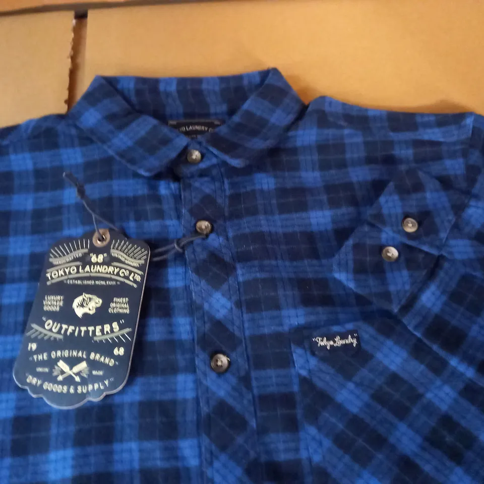 TOKYO LAUNDRY YOHO BLUE CHECK SHIRT - L