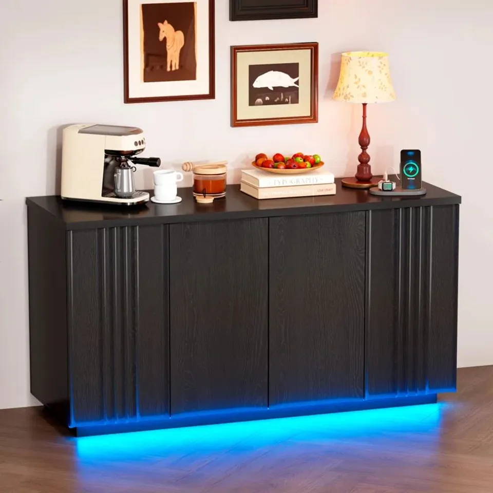 BOXED SIDEBOARD CABINET WITH LED LIGHTS, TYPE-C PORT , USB PORT AND MOTION SENSOR (1 BOX)