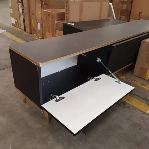 3 COMPARTMENT TV CABINET - BLACK/GOLD