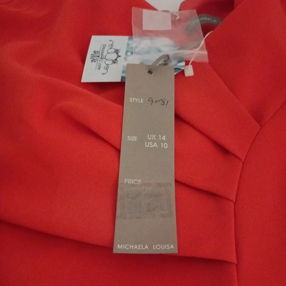 MICHAELA LOUISA ORANGE DRESS WITH SILVER STUDS UK 14 TAGGED