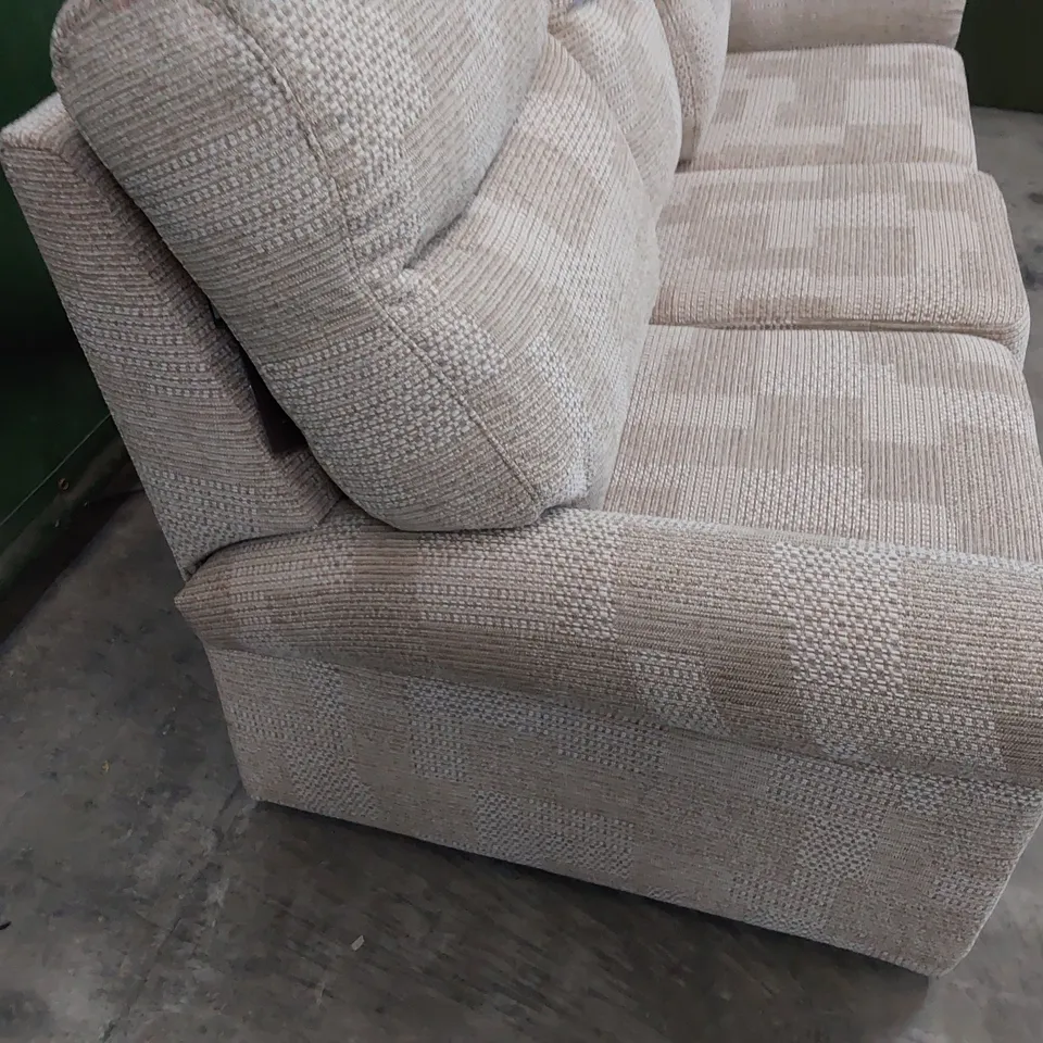 QUALITY BRITISH DESIGNER G PLAN THREE SEATER SOFA BEIGE FABRIC 