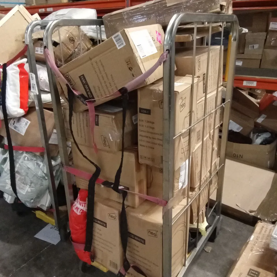 CAGE OF ASSORTED HOUSEHOLD GOODS AND PRODUCTS TO INCLUDE; A LARGE NUMBER OF MAKEUP ORGANISERS 