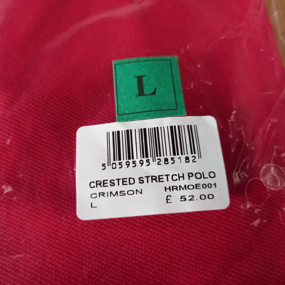 HENLEY ROYAL REGATTA CRESTED STRETCH POLO IN RED - L