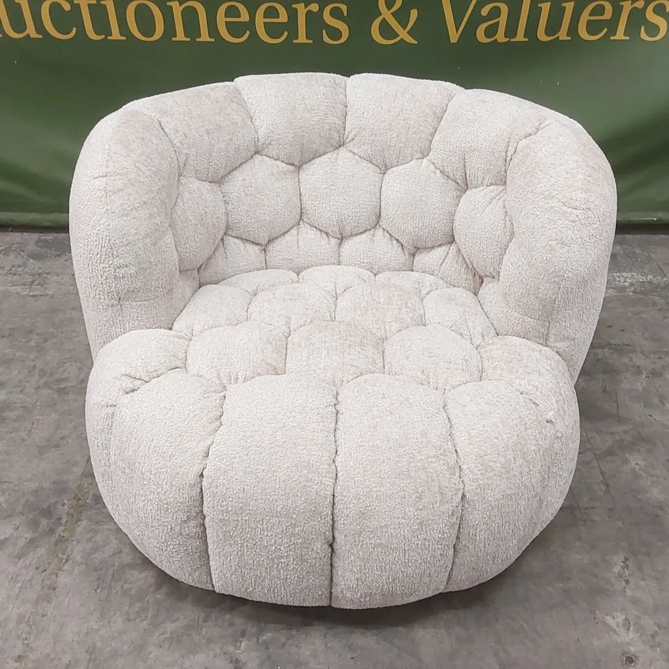 QUALITY DESIGNER HUIT OCTO SWIVEL CHAIR IN GLAM SAND FABRIC