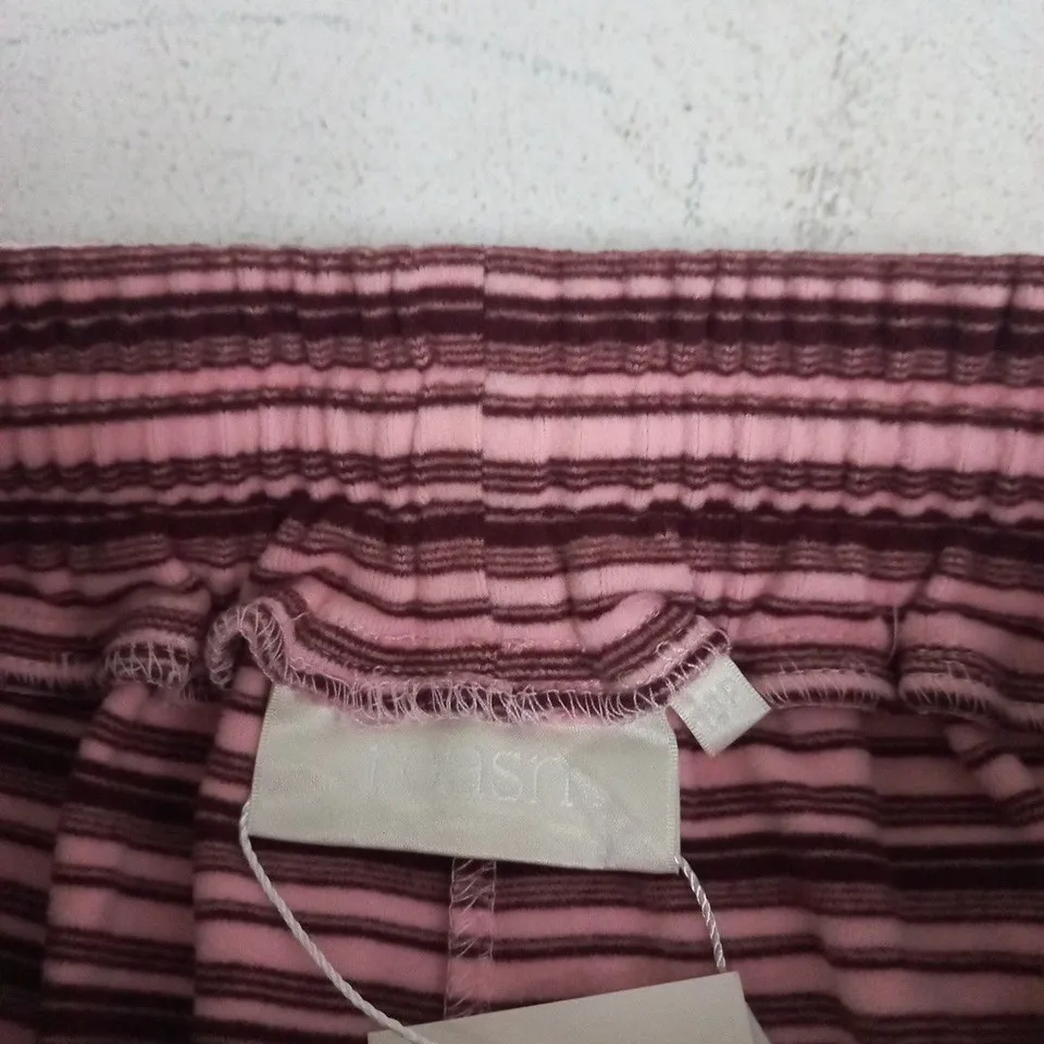 WOMEN'S BERRY PINK FLEECE STRIPE HIGH WAIST WIDE-LEG JOGGERS – UK 14