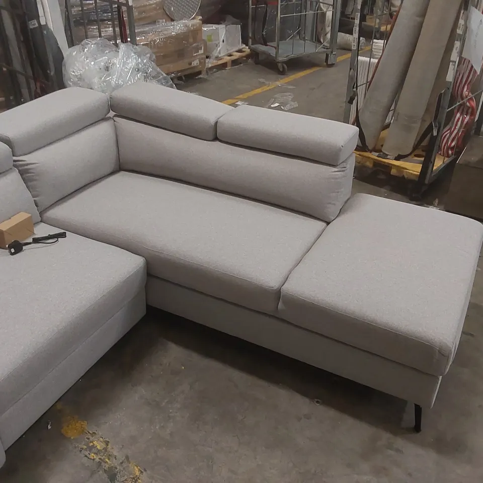 QUALITY DESIGNER FABRIC UPHOLSTERED ELECTRIC RECLINER CORNER SOFA WITH STORAGE