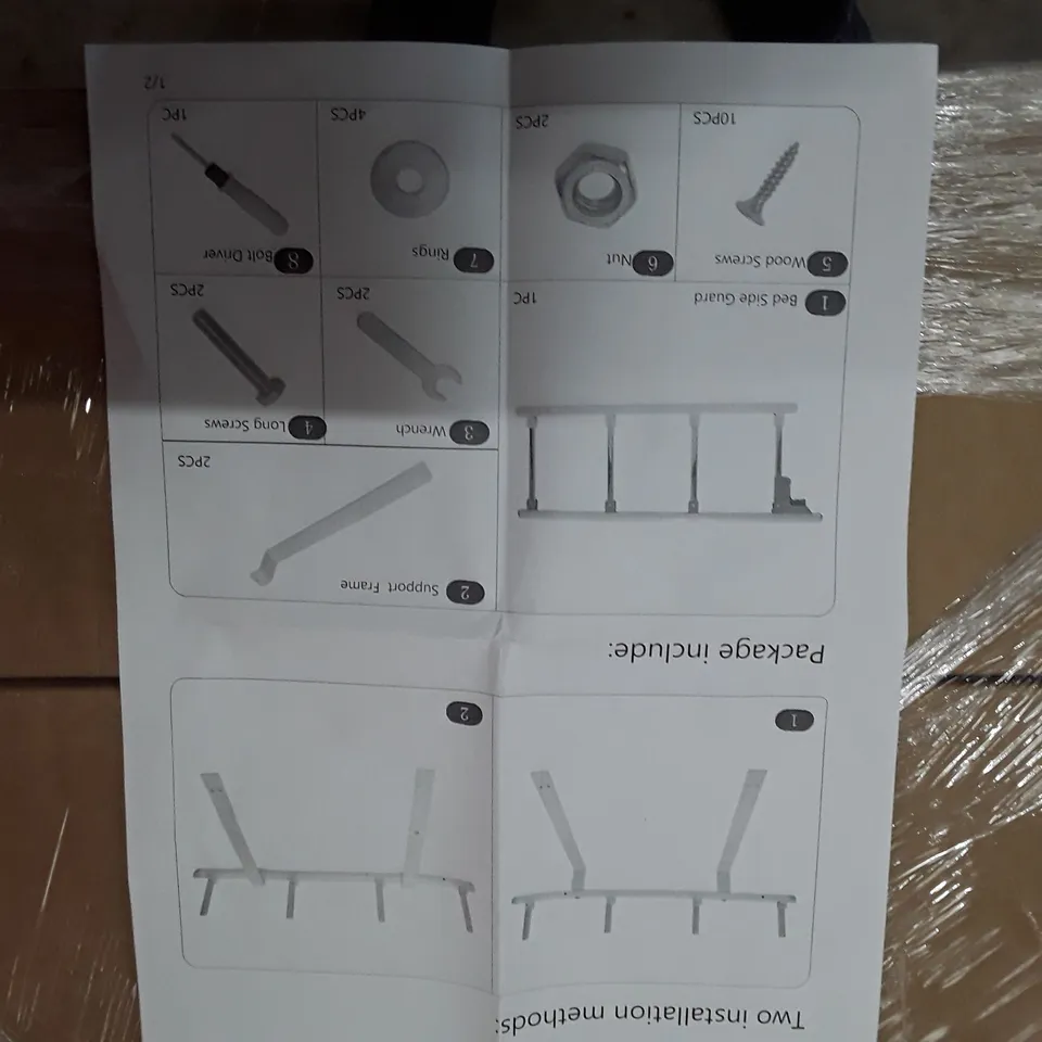 PALLET TO CONTAIN AN ASSORTMENT OF BED RAIL SAFETY SIDES 