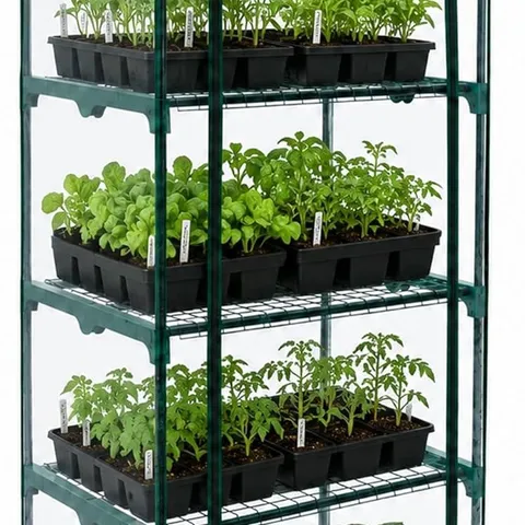 BOXED 4-TIER MINI GROWHOUSE GARDEN GREENHOUSE