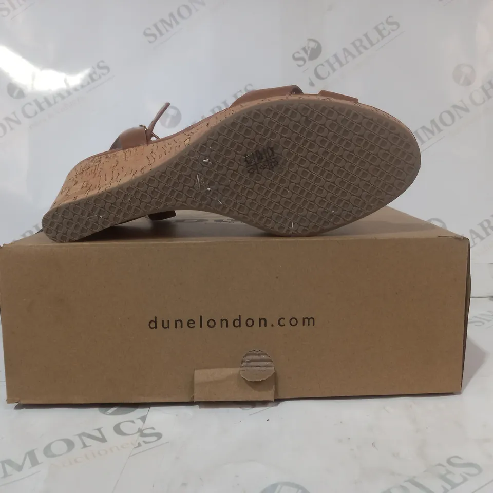 BOXED DUNE LONDON OPEN TOE WEDGE SANDALS IN BROWN SIZE 7