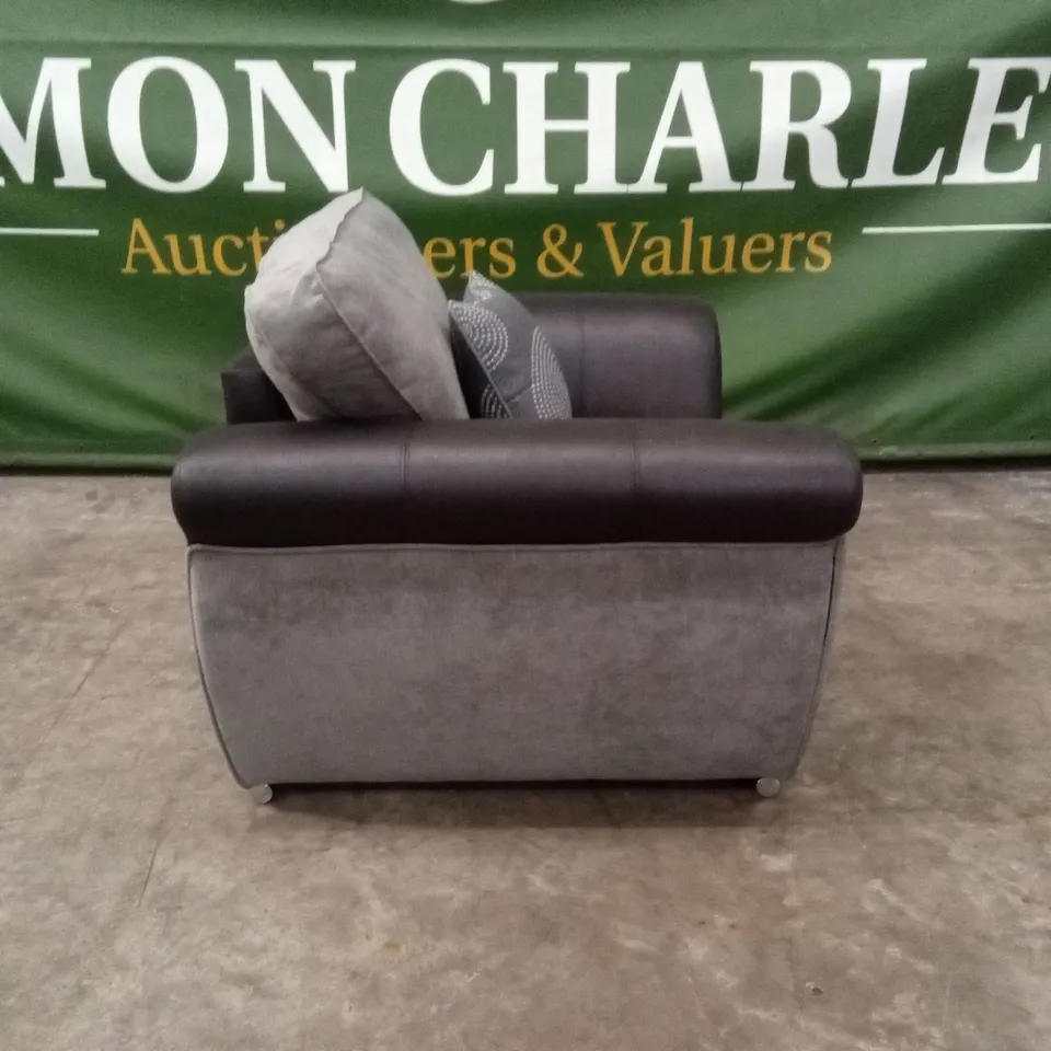 DANUBE FABRIC/FAUX LEATHER ARMCHAIR RRP £499