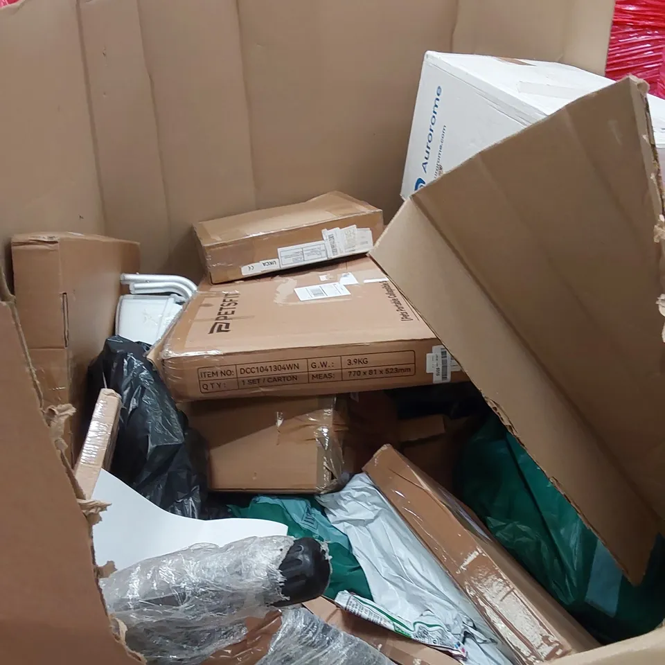 PALLET OF ASSORTED HOUSEHOLD ITEMS AND CONSUMER PRODUCTS TO INCLUDE; LEGO, LAPTOP TABLE, POTTERY WHEEL, TV STAND, BOXED FURNITURE ETC