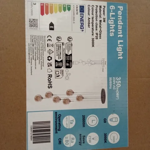 BOXED 6-LIGHT PENDANT LIGHT (1 BOX)