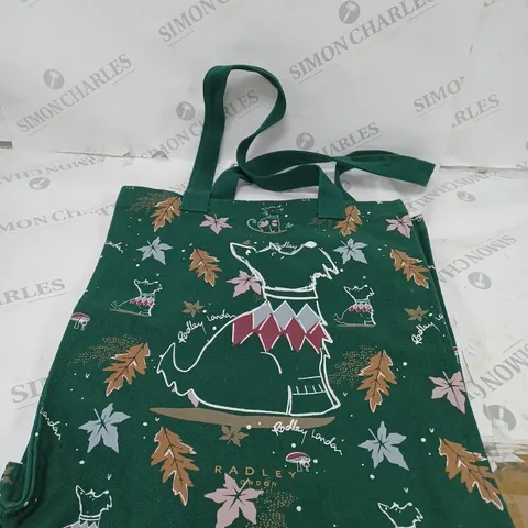 RADLEY LONDON MEDIUM GREEN DOG PATTERN SHOP BAG- DARK GREEN