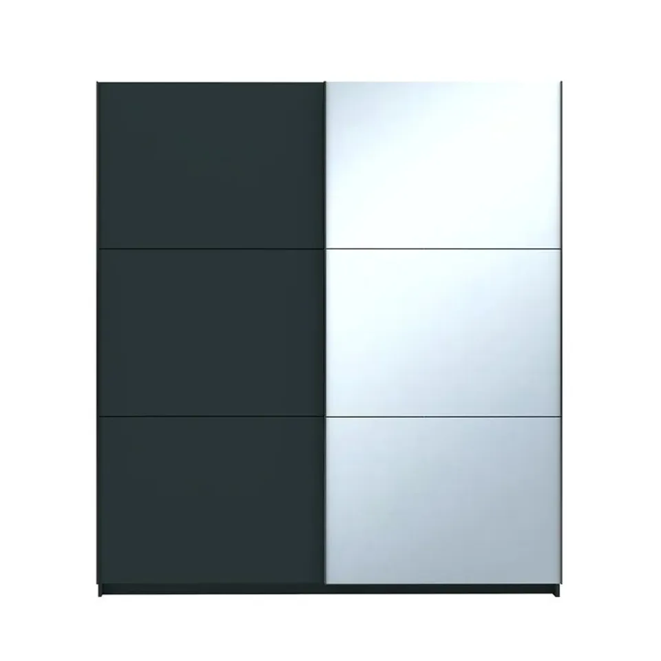 DESIGNER CHICAGO 2 DOOR SLIDING MIRROR WARDROBE ANTHRACITE (SELF ASSEMBLY)
