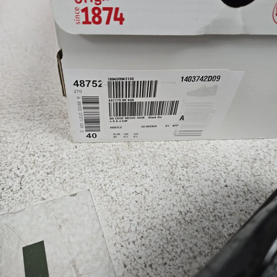 RIEKER BLACK CROC‑EFFECT WEDGE SLIP-ON SHOES – UK 6½ (EU 40)